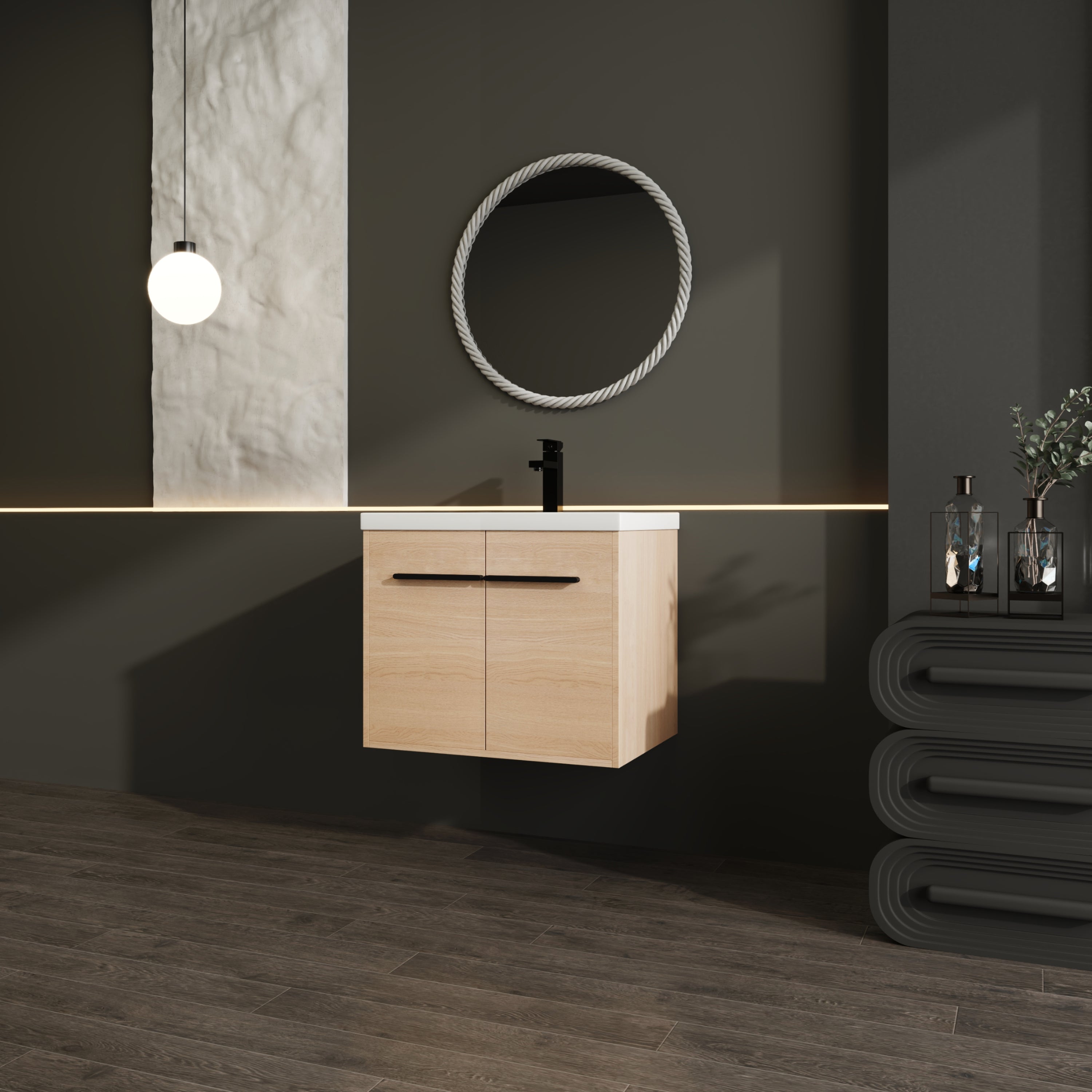 24" Wall Mounted Bathroom Vanity with Resin Basin