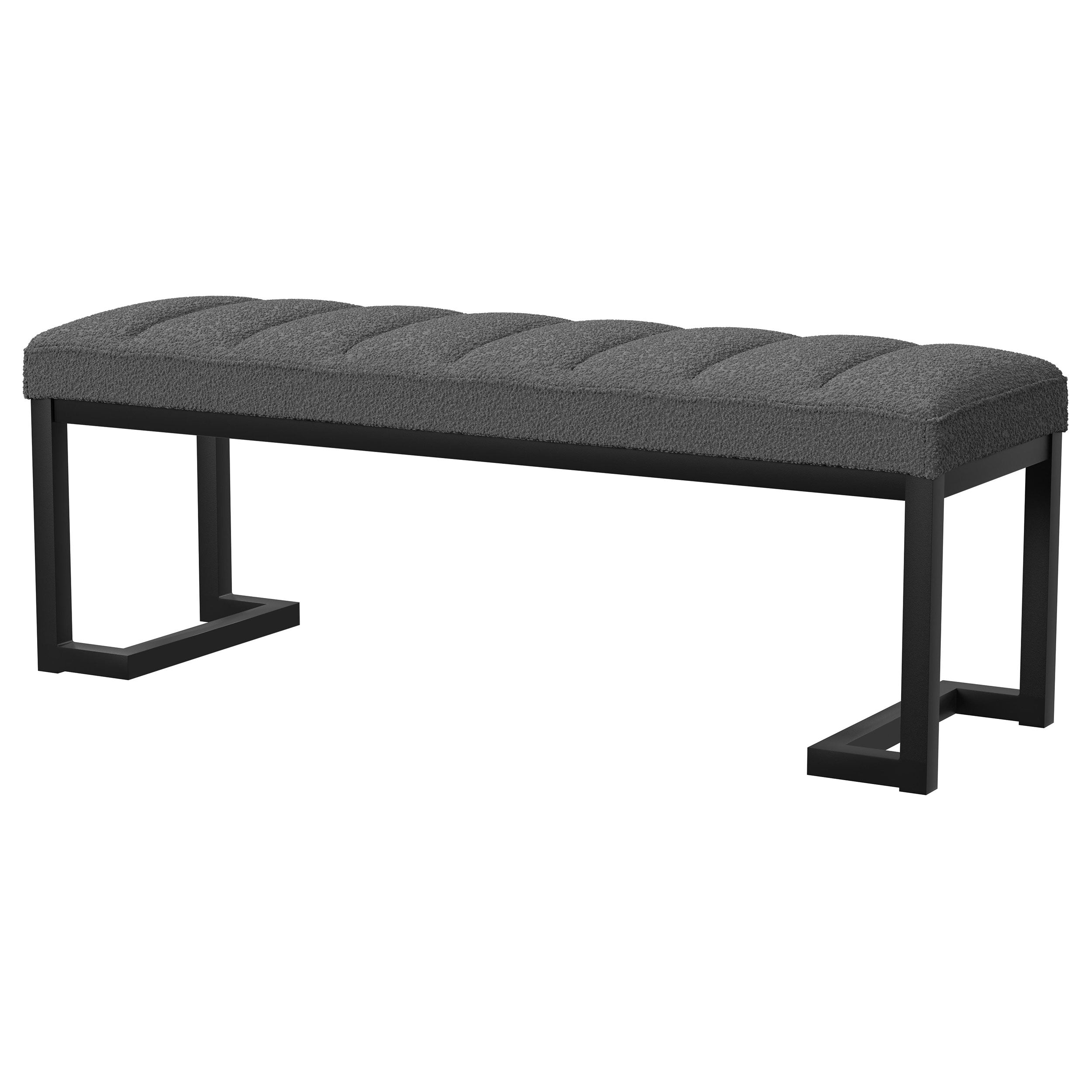 Mesa Boucle Upholstered Tufted Accent Bench Charcoal-