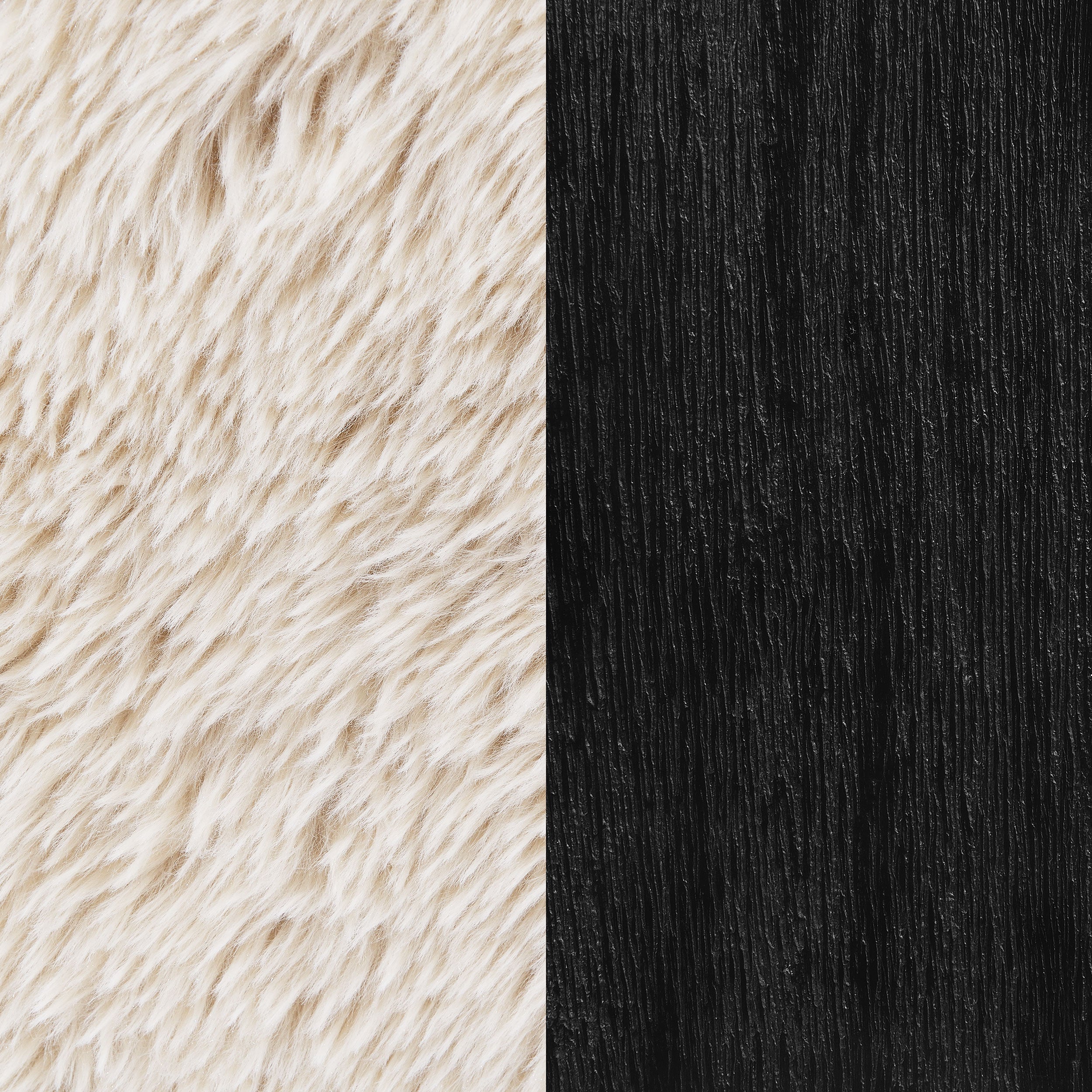 Fitzroy Faux Fur Upholstered Chair Solid Wood Arms Latte-