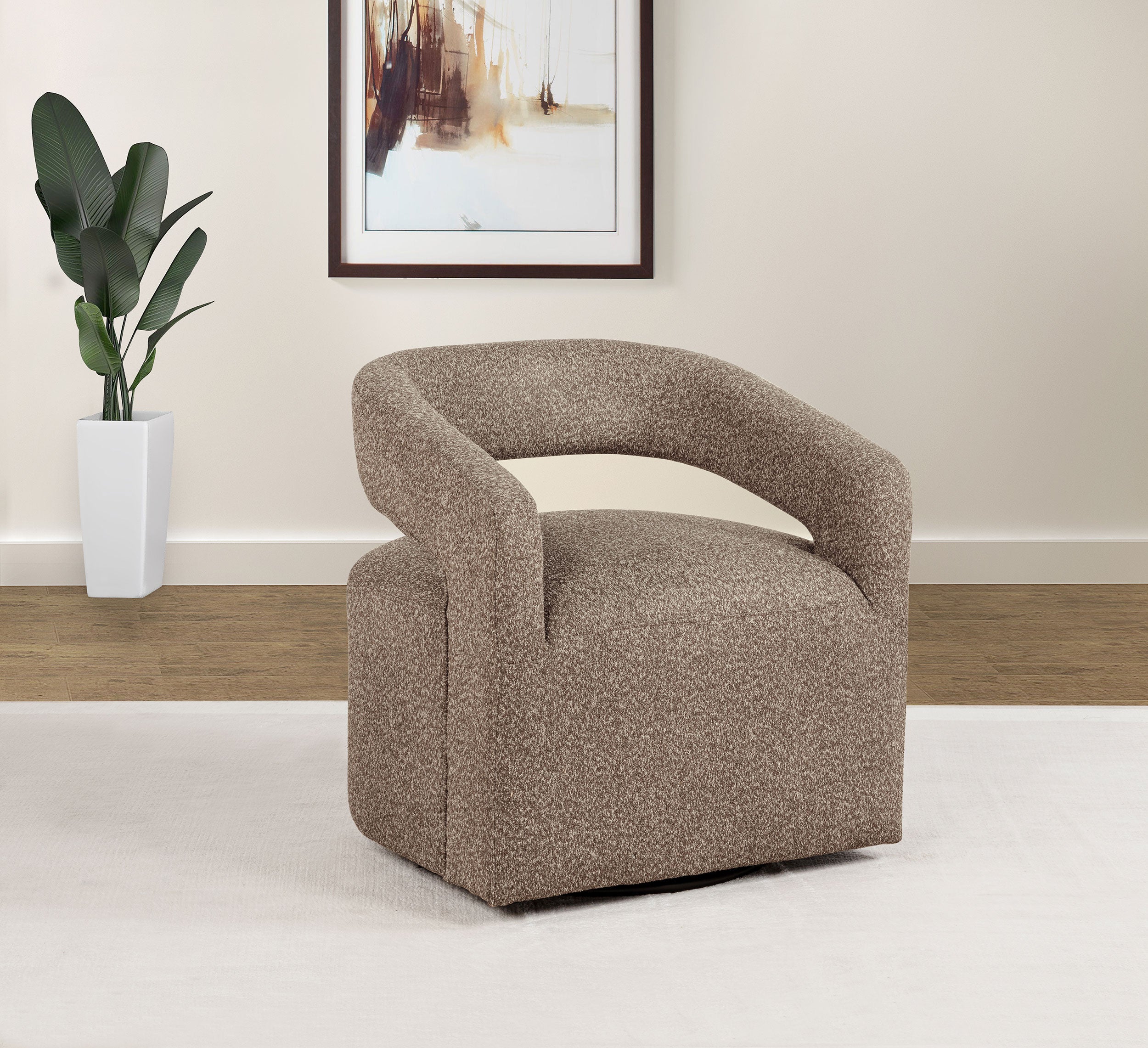 Westhill Boucle Upholstered Swivel Accent Chair Rocky Road-