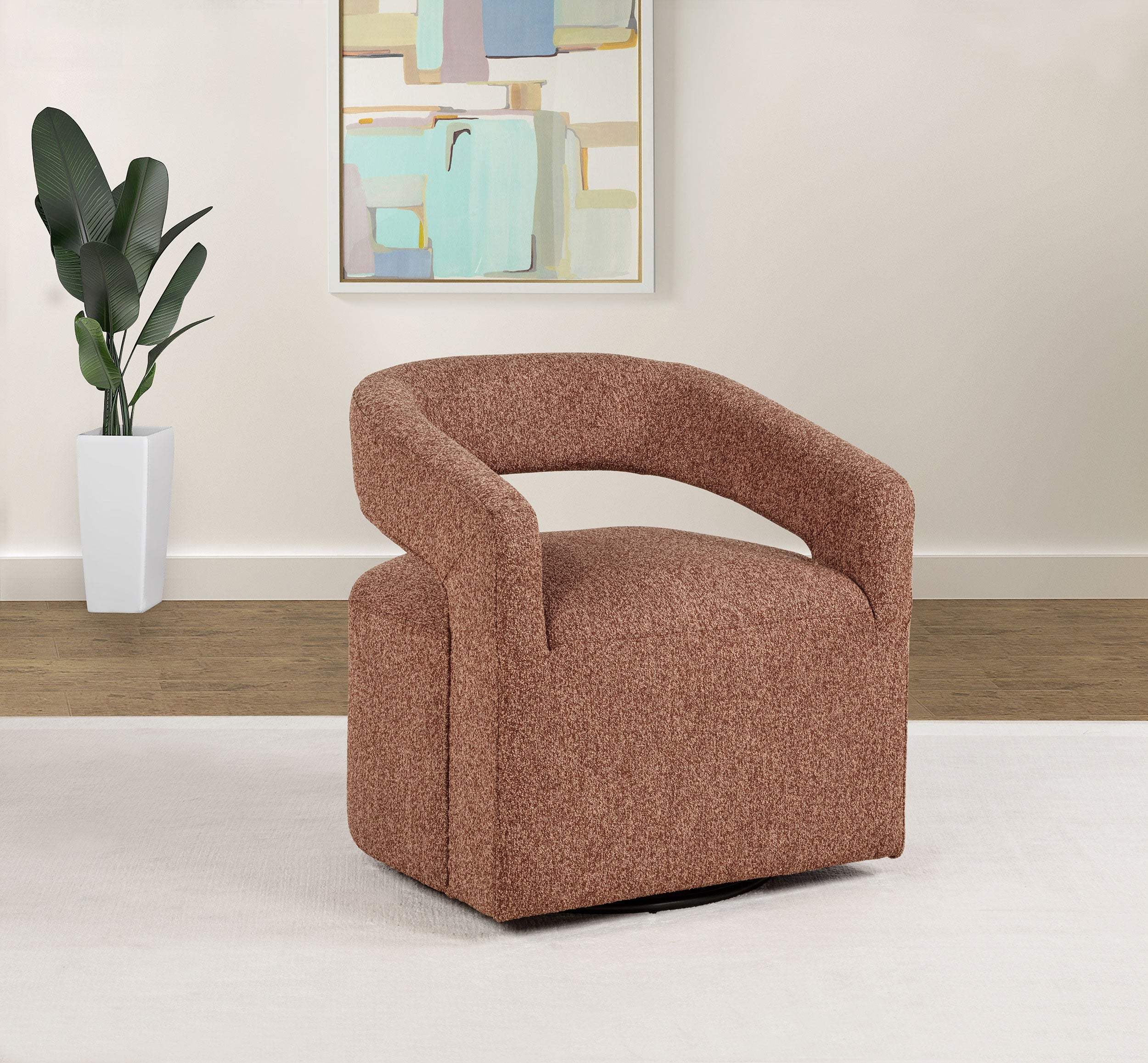 Westhill Boucle Upholstered Swivel Accent Chair Berry-