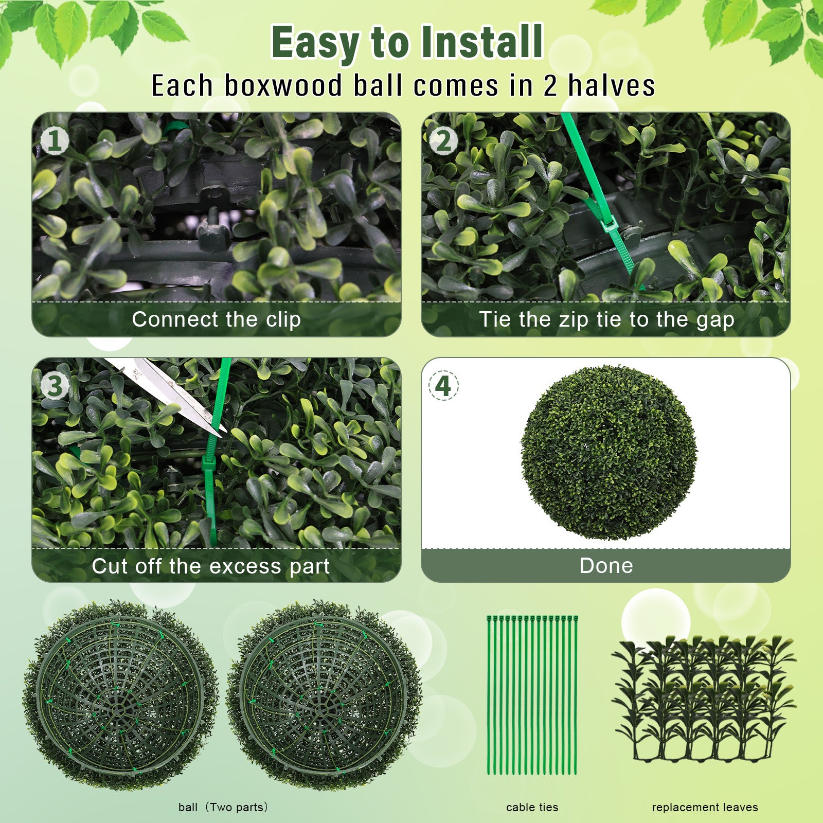 18.5-Inch Topiary Balls - Artificial Outdoor Faux Boxwood Plants