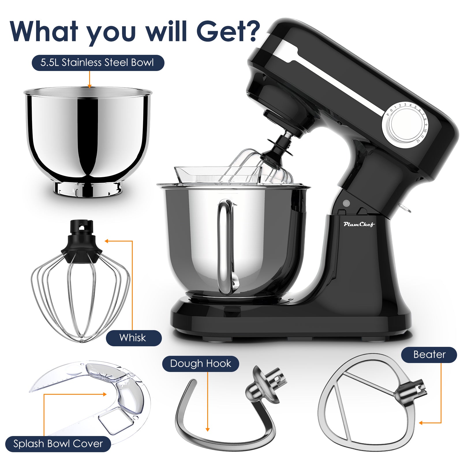 Plum Chef 5.5QT Electric Stand Mixer