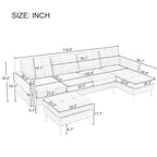 110" L-Shape Convertible Sectional Sofa with Movable Ottoman