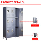 9 Door 72"H Metal Lockers With Lock