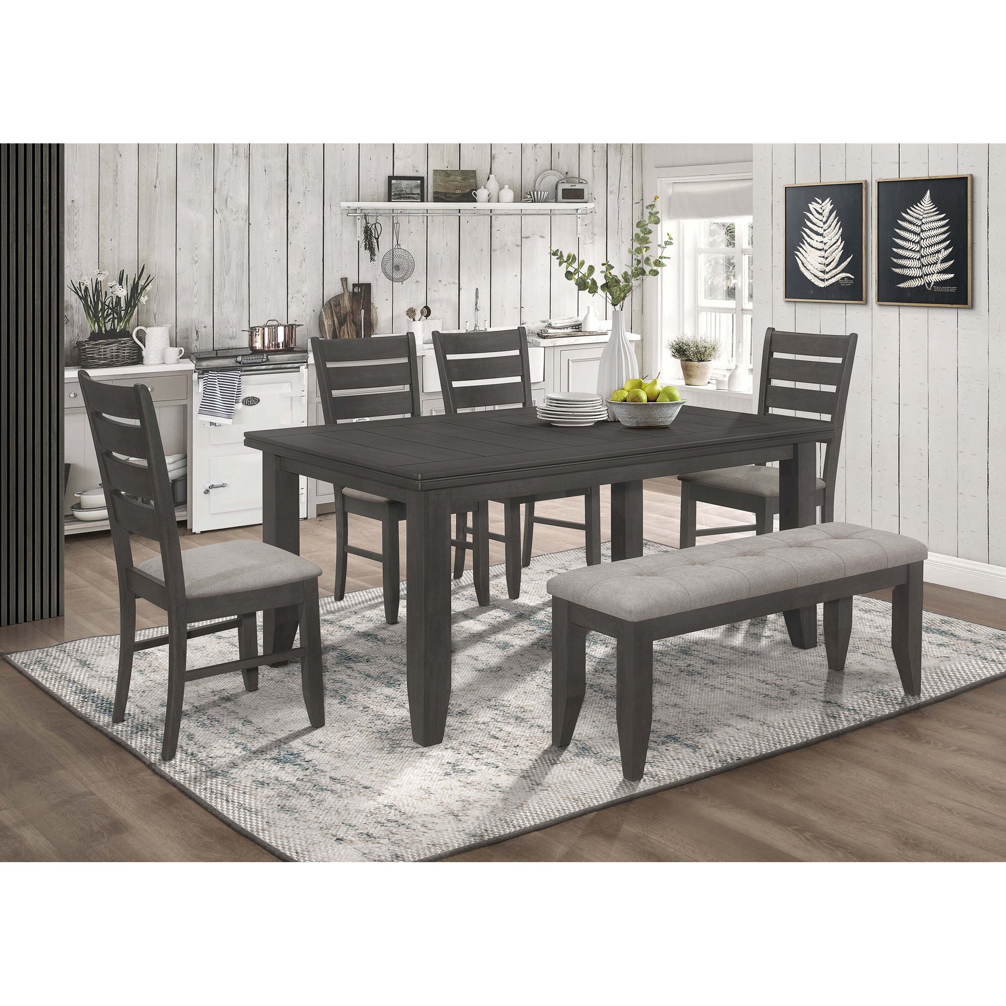 Erskin Dark Upholstered Dining Bench