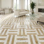 12x12 White Gold Waterjet Polished Marble Tiles Set