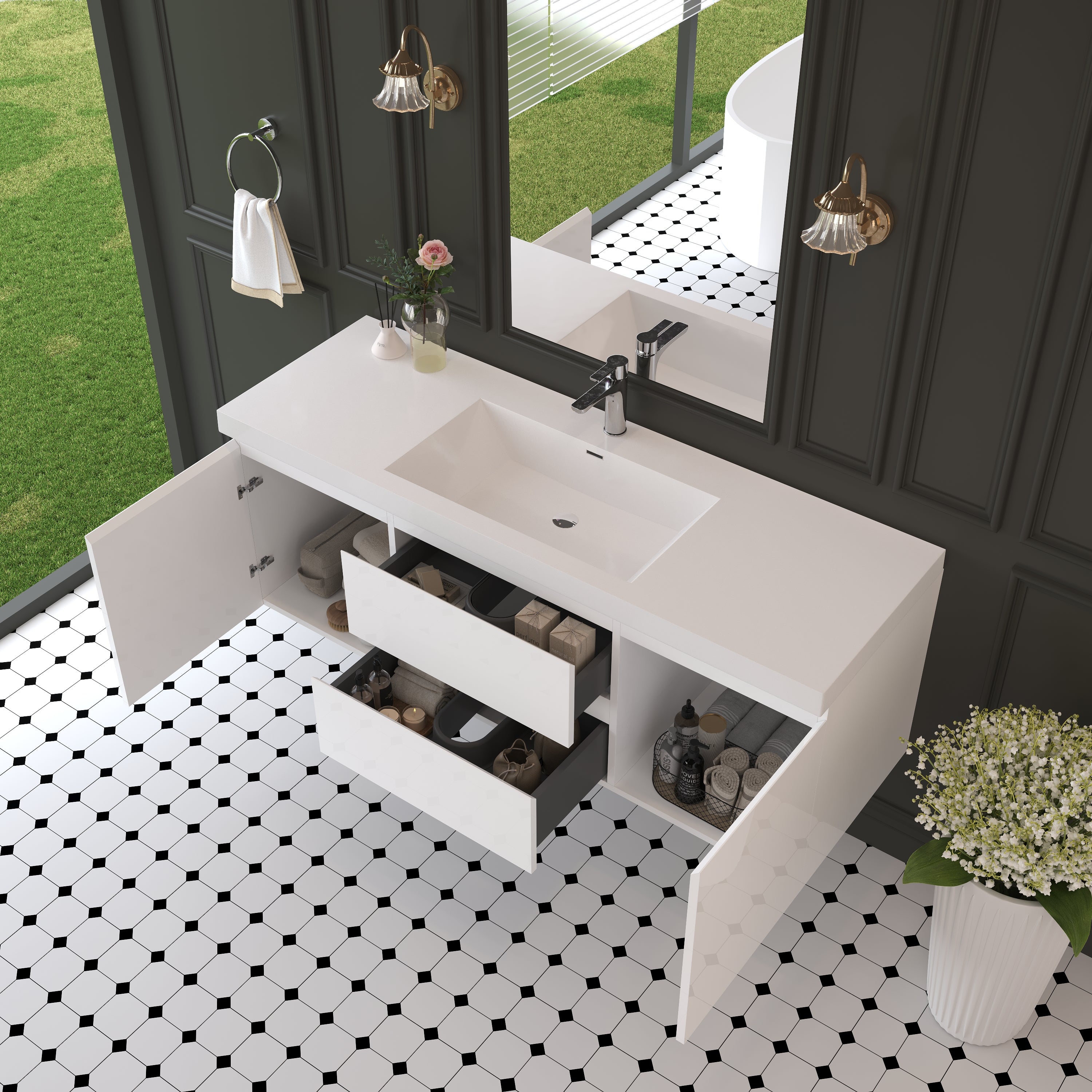 60" Floating Bathroom Vanity with Sink