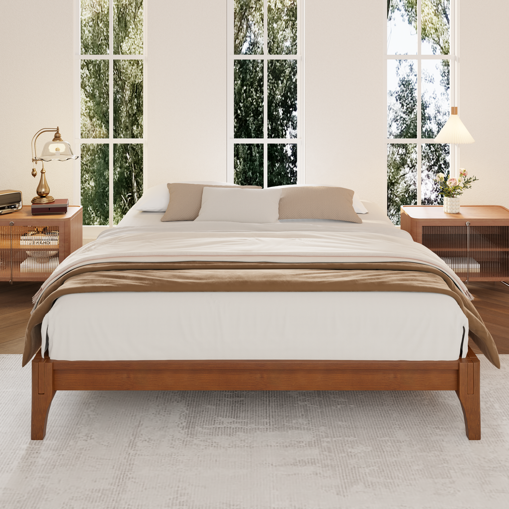 12 Inch Full Size Solid Dry Bamboo Wood Platform Bed Frame