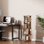 Solid Wood Rotating Bookshelf on Wheels - 4 Tier