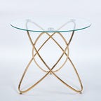 Dining Table with Golden Metal Legs and Tempered Glass