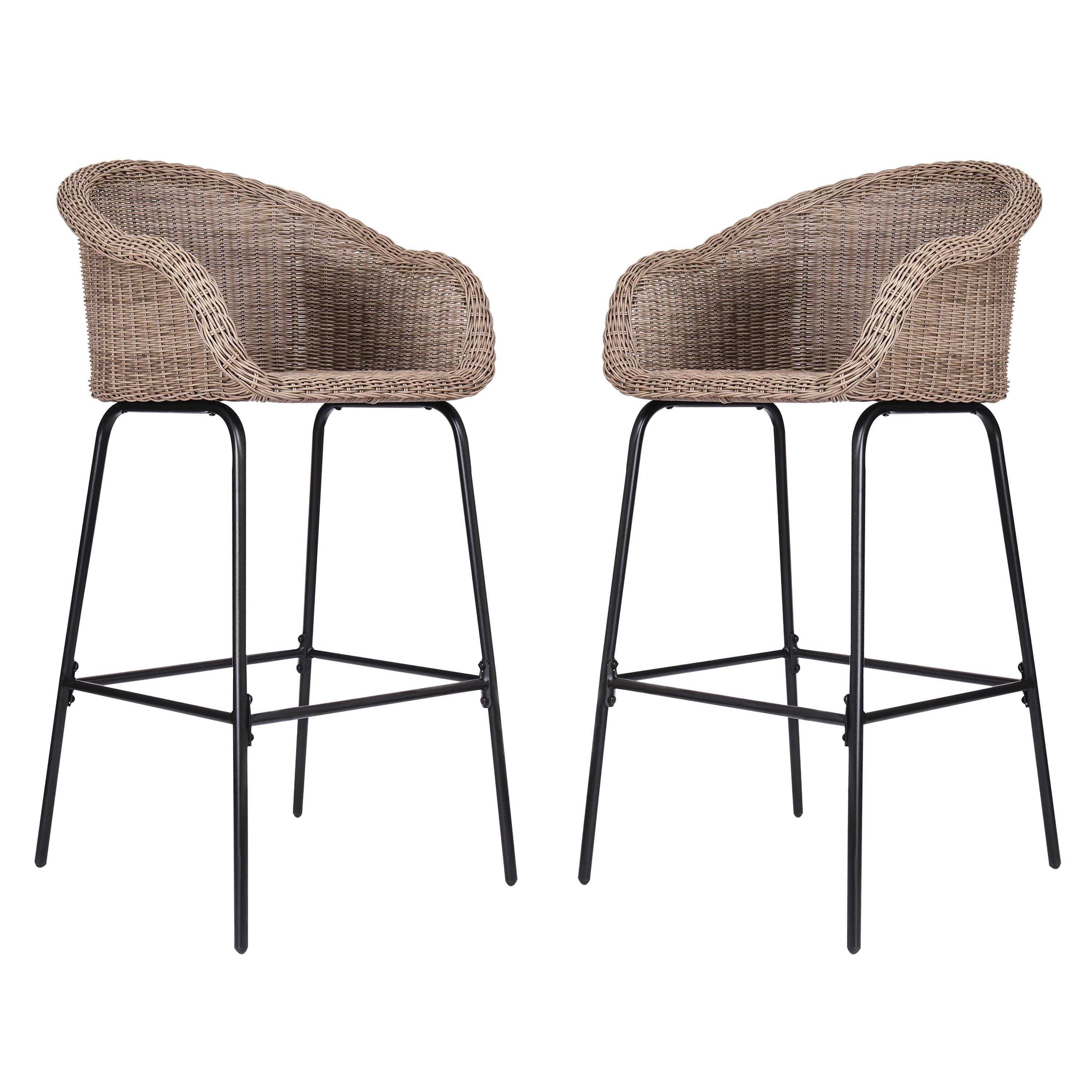 Ladd Outdoor Metal Wicker Barstool