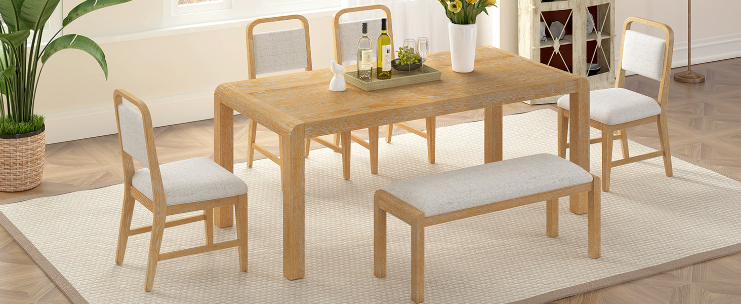 TREXM Vintage Extendable Dining Table Set for 4-6