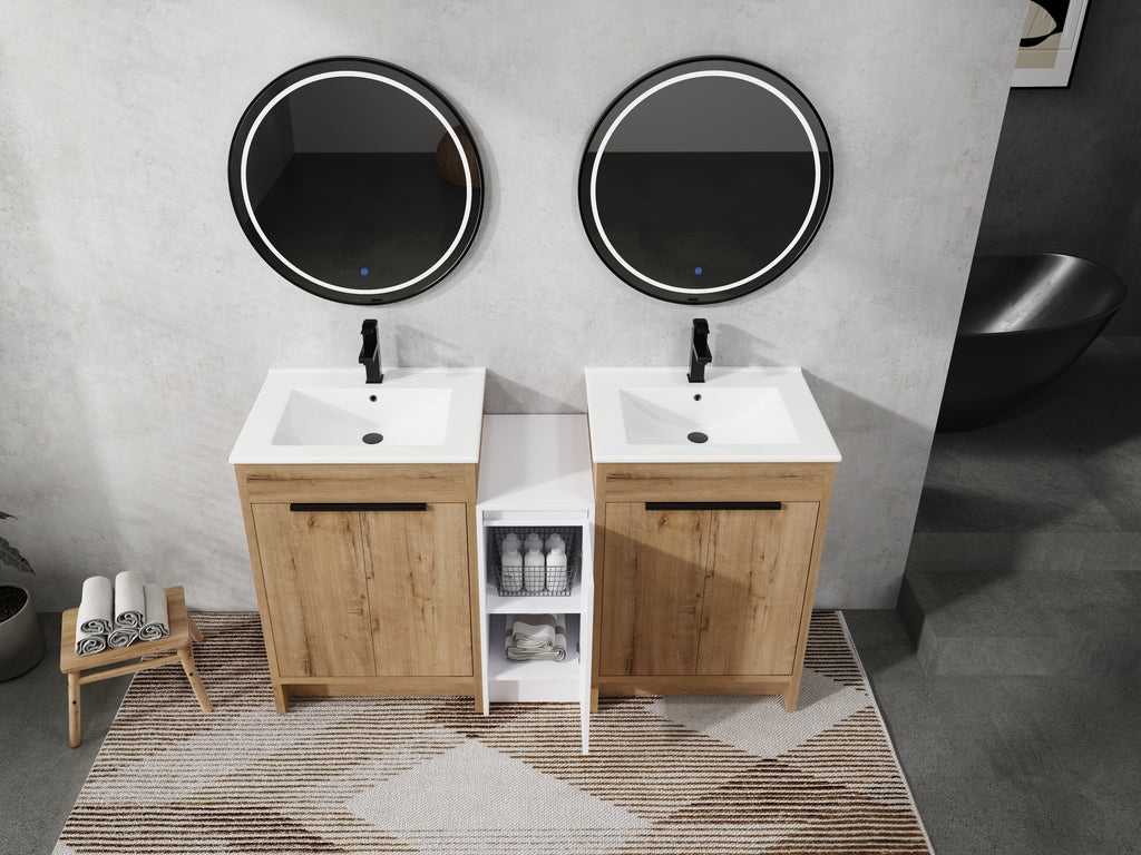 60 Inch Freestanding Bathroom Vanity with Ceramic Sink
