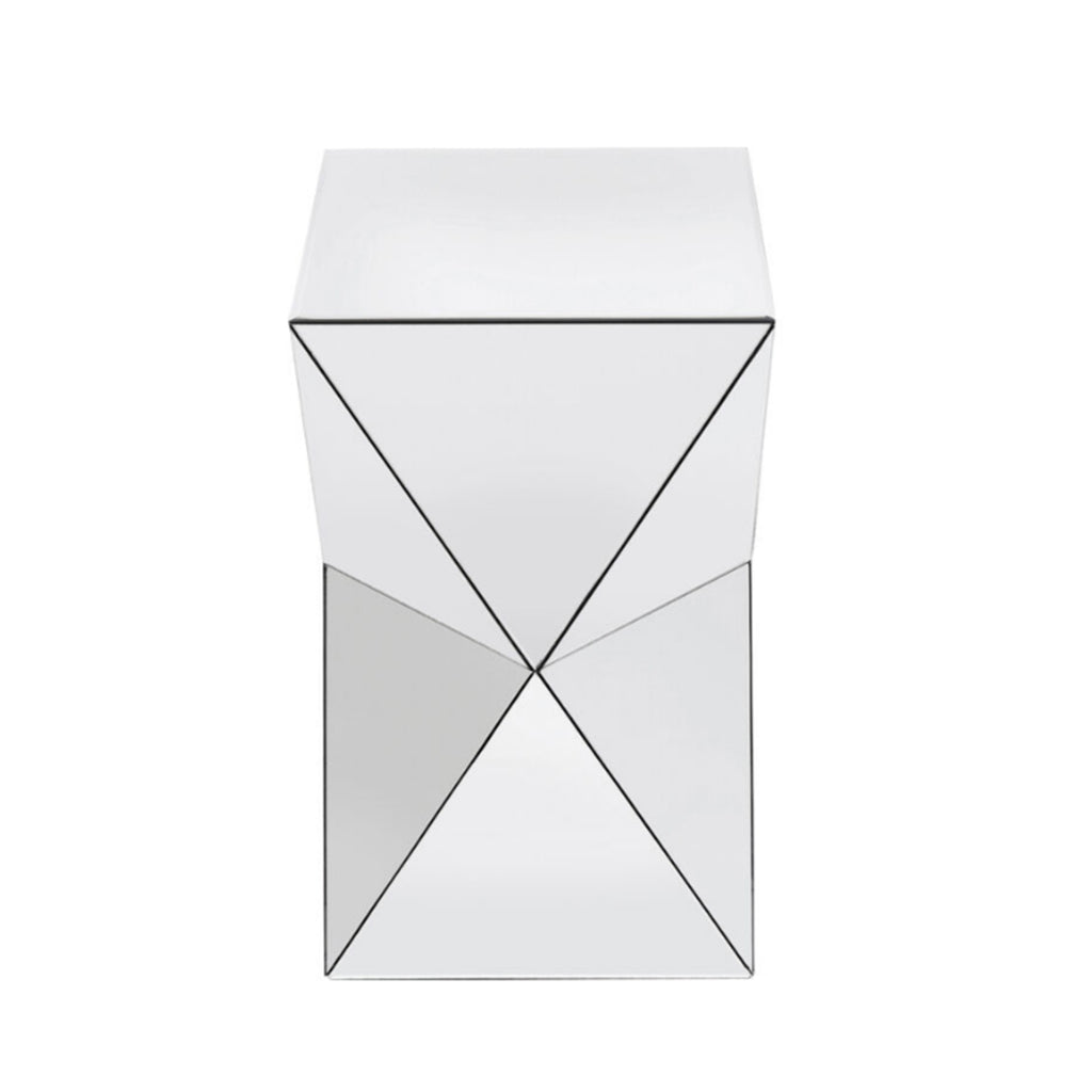 Silver Mirrored Geometric Side Table