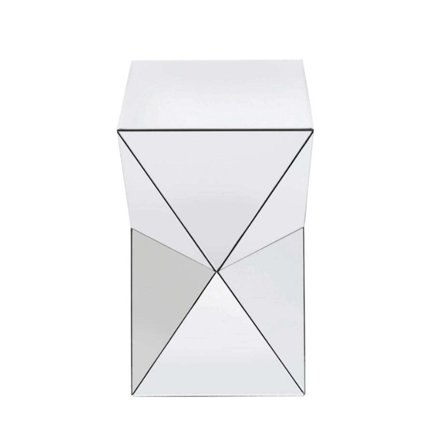 Silver Mirrored Geometric Side Table