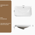 Ceramic Undermount Bathroom Sink 22.05" x 15.36" x 6.7"