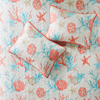 6 Piece Cotton Sateen Quilt Set with Throw Pillows - Coral Full/Queen