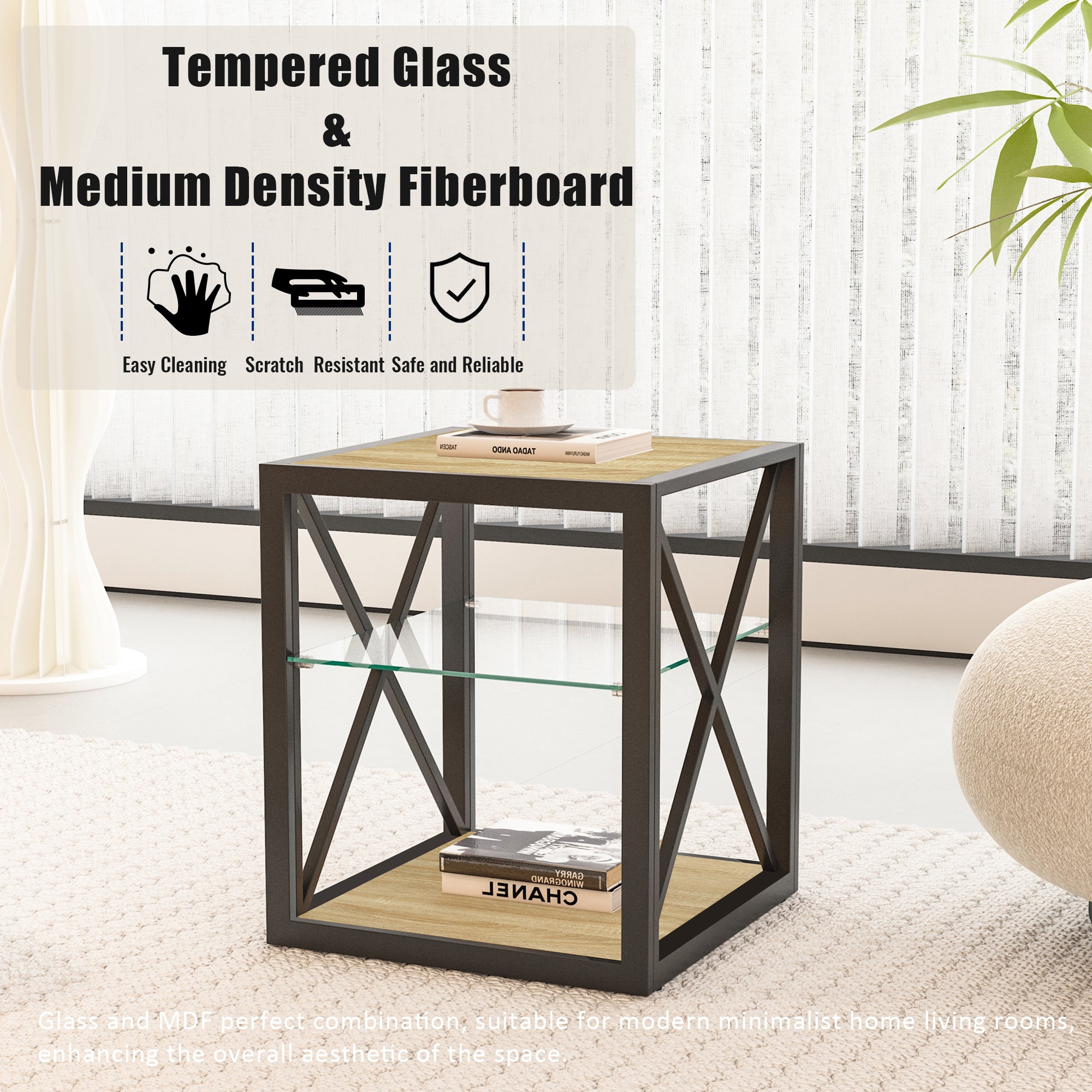 Modern End Table Nightstand for Bedroom & Living Room