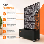 70.87" H × 46.06" W Leaf Pattern Privacy Screen with Planter Box