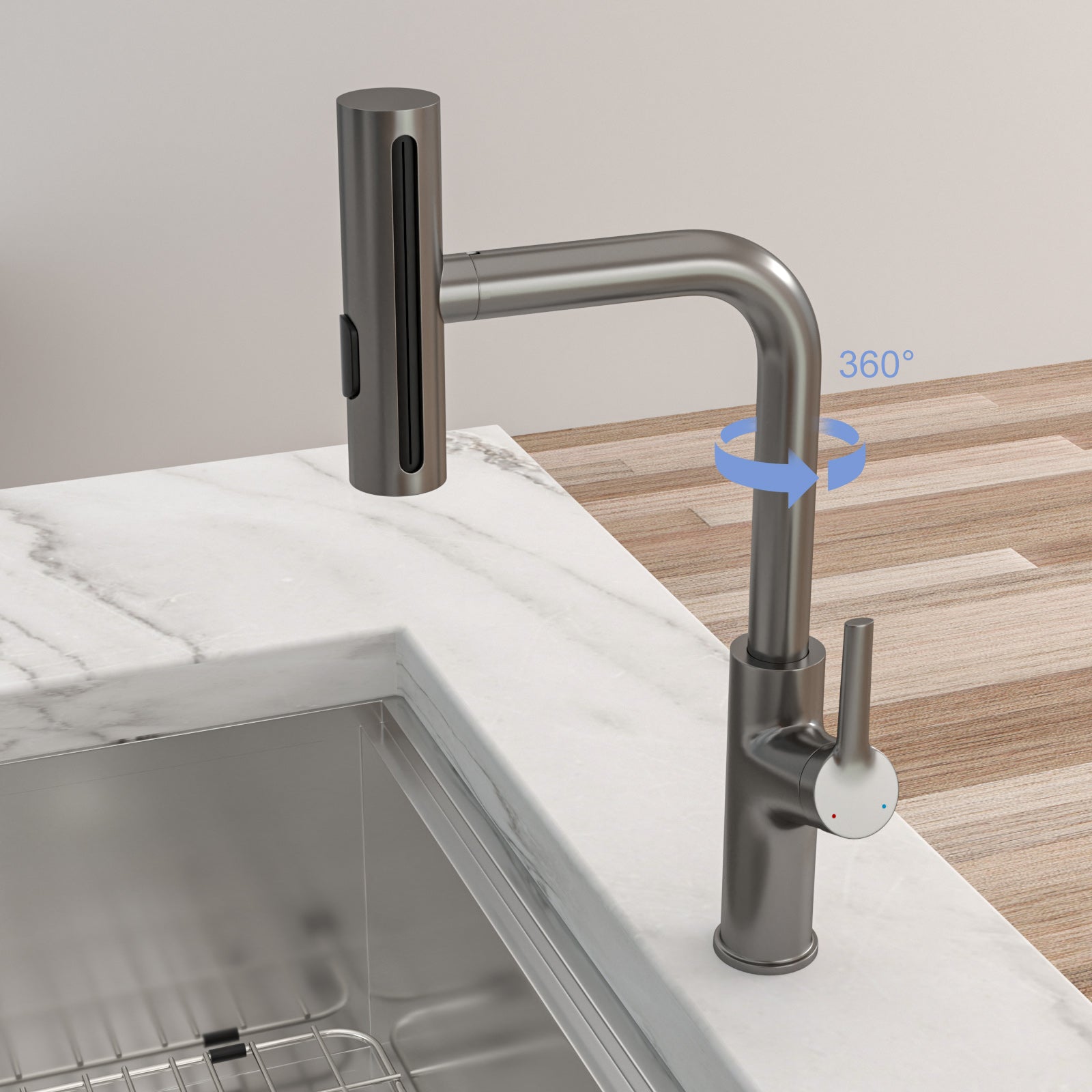 360° Pull-Down Kitchen Faucet with 4 Spray Modes