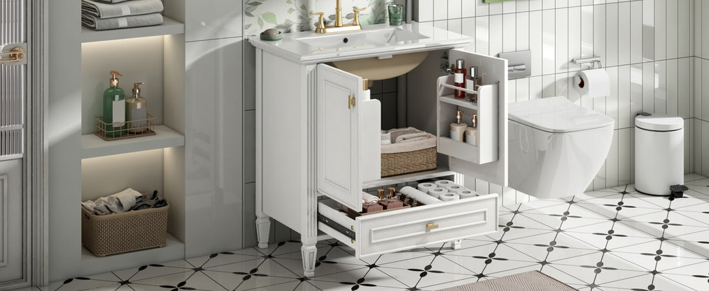 30" Bathroom Vanity with Sink, Freestanding Vanity with Storage