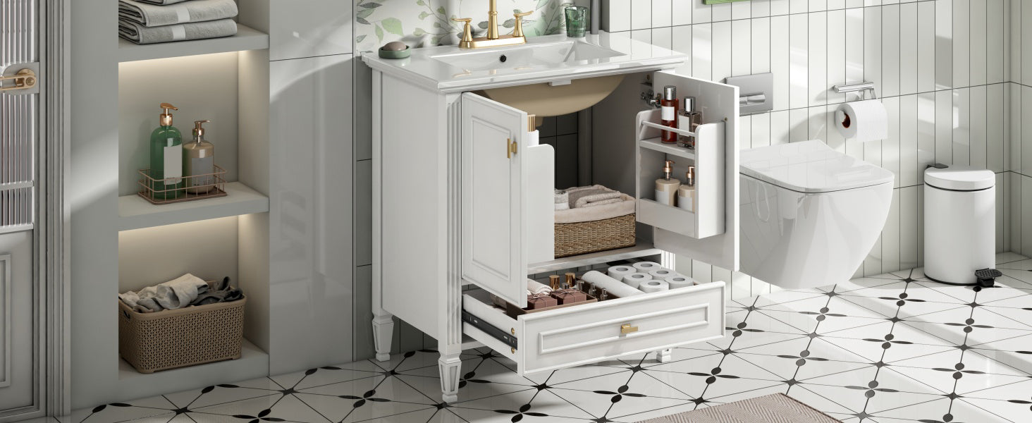 30" Bathroom Vanity with Sink, Freestanding Vanity with Storage
