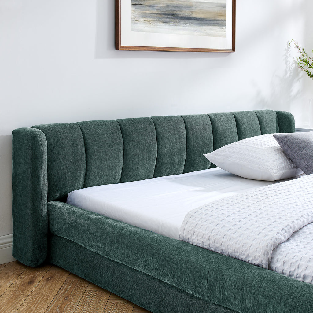 Queen Size Upholstered Bed Frame with Thick Fabric