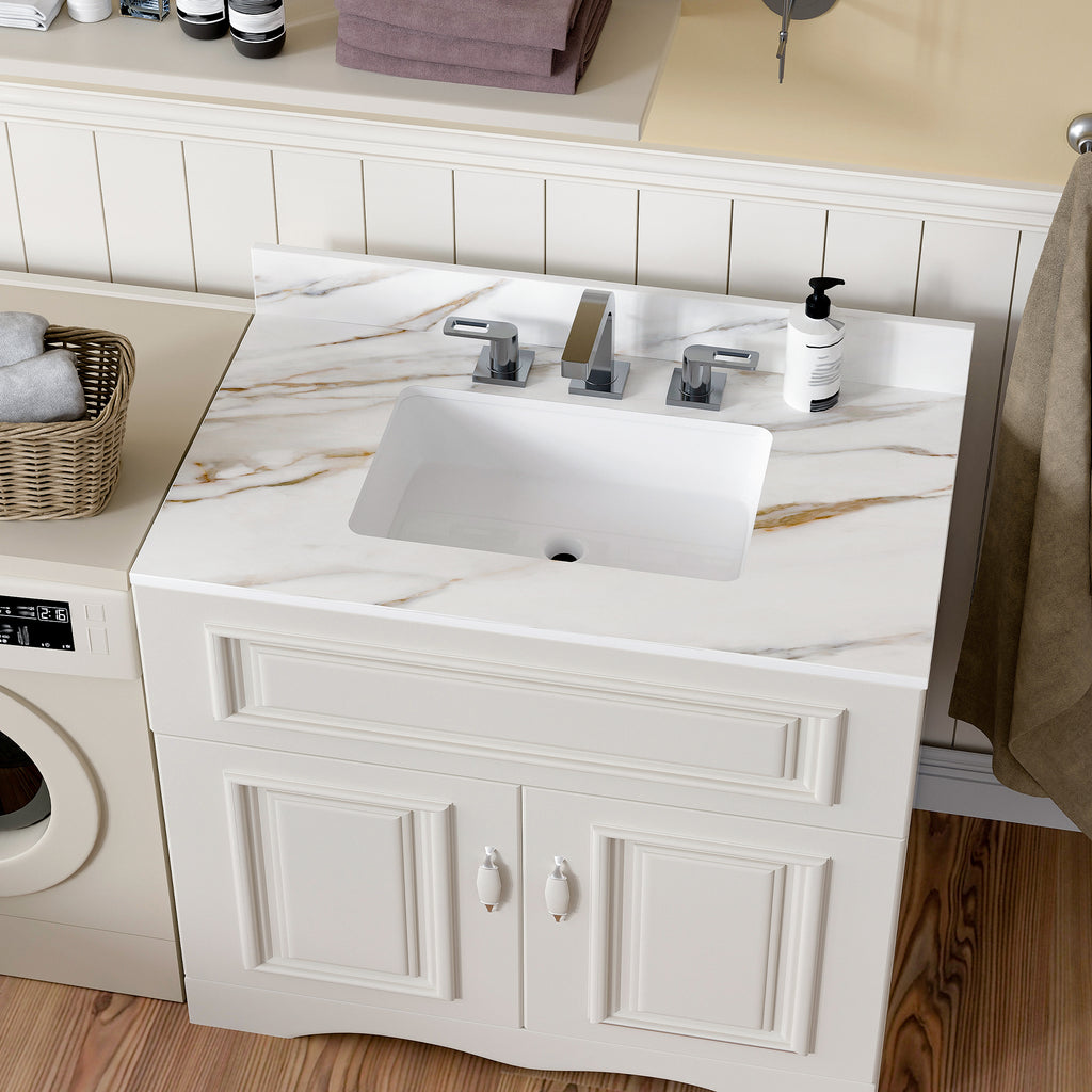 37 Inch Carrara Marble Vanity Top
