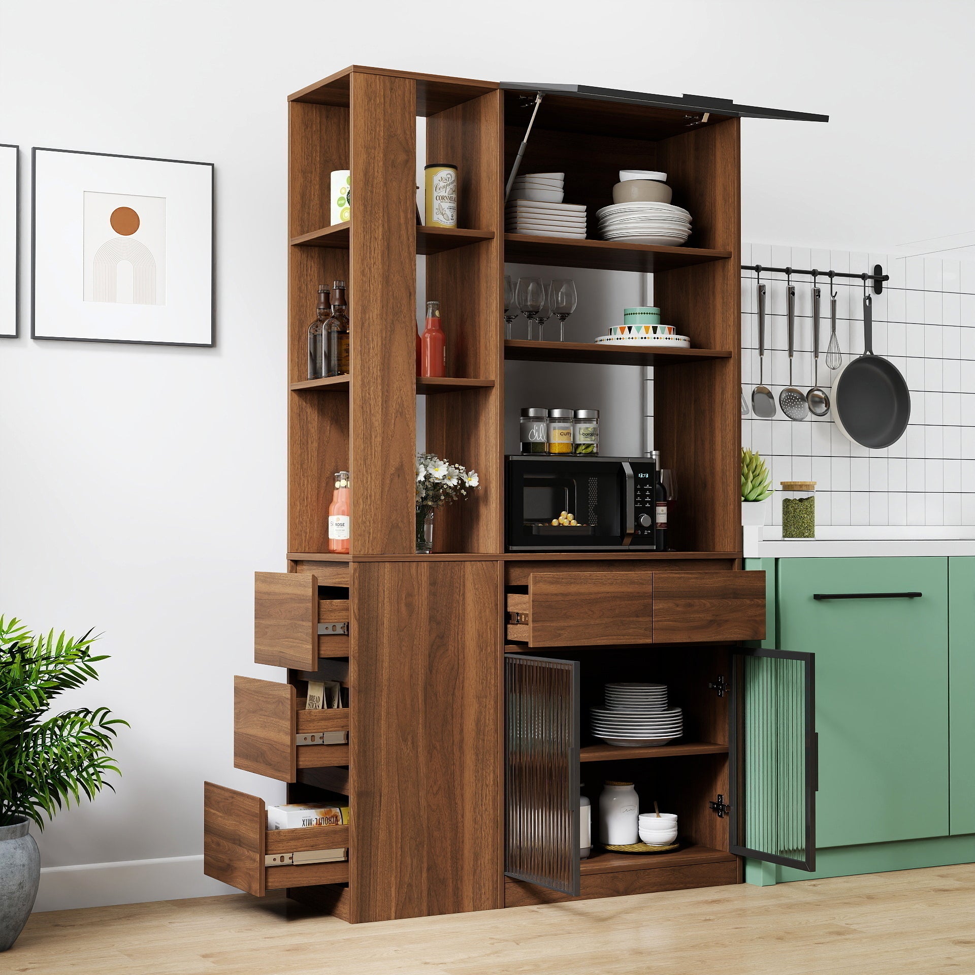 70.87"H Tall Storage Cabinet with Multi-functional Storage Space