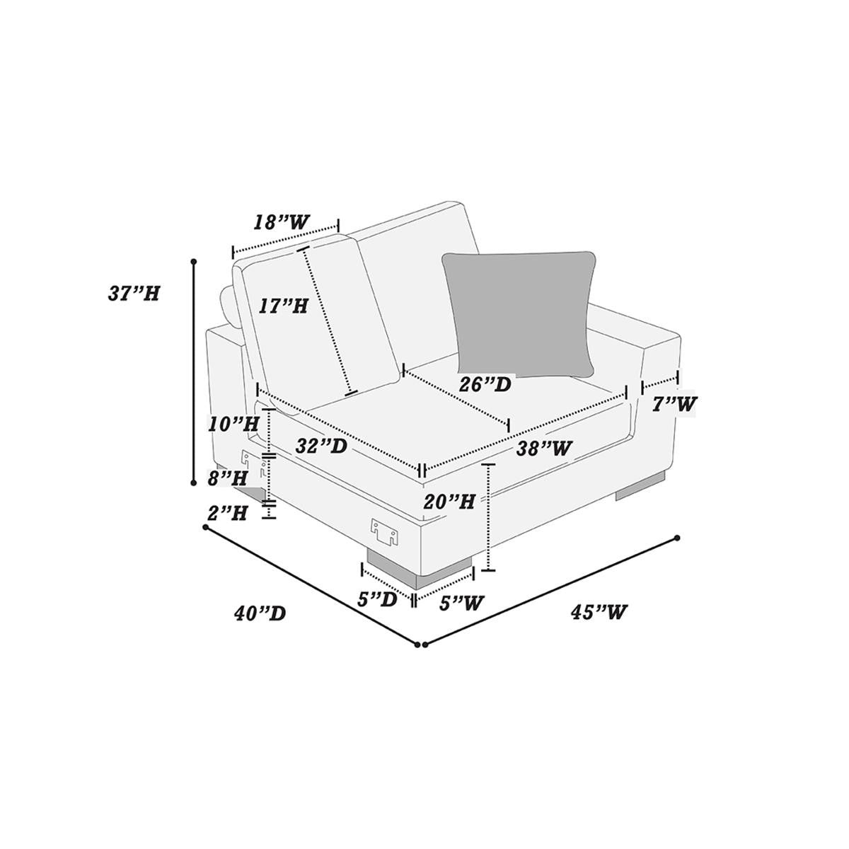 Living Room Furniture Right Arm Facing Chair