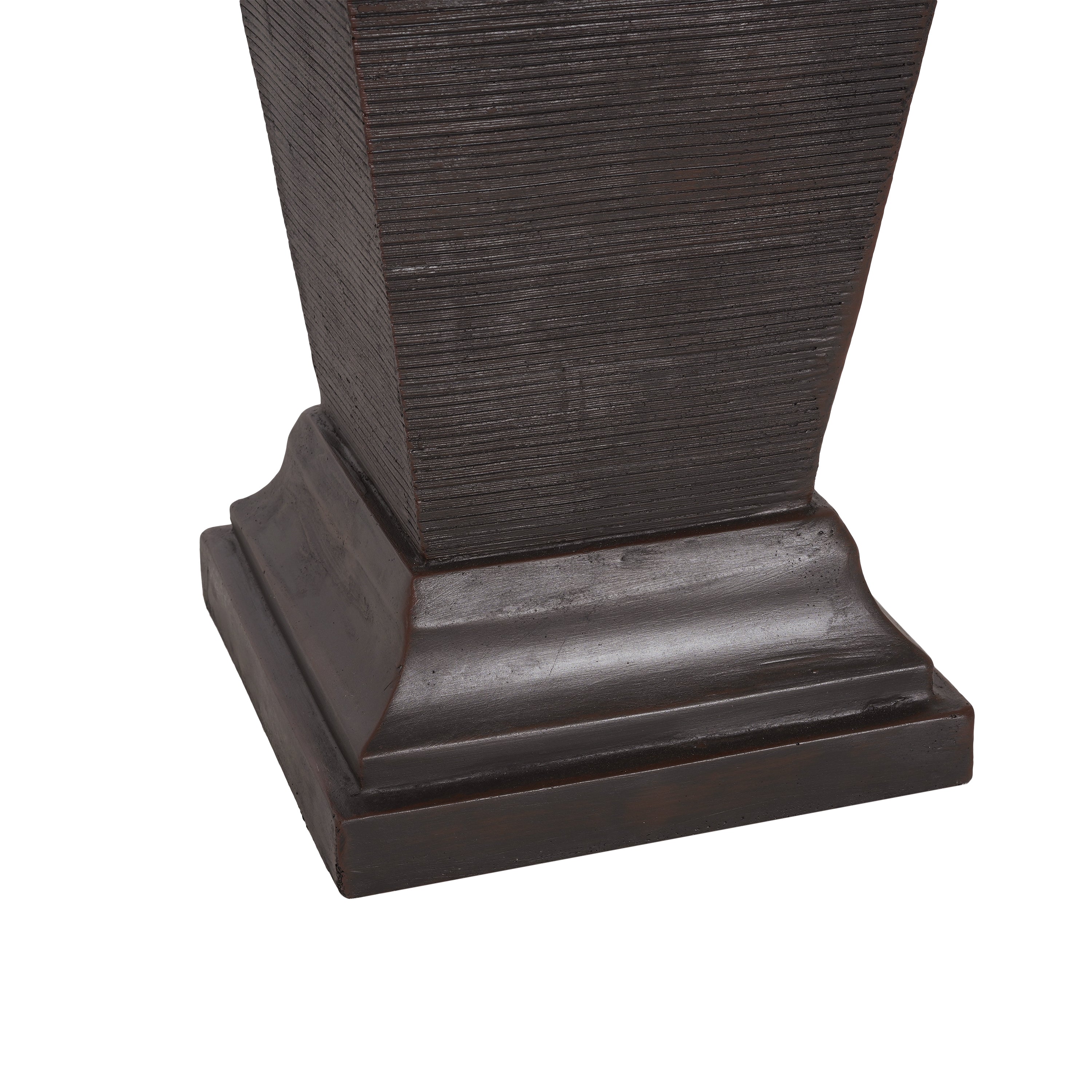 35.5' Dark Brown Concrete Tall Column Fountain with LED Lights