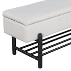 TREXM Farmhouse Upholstered Storage Bench with Hidden Compartment