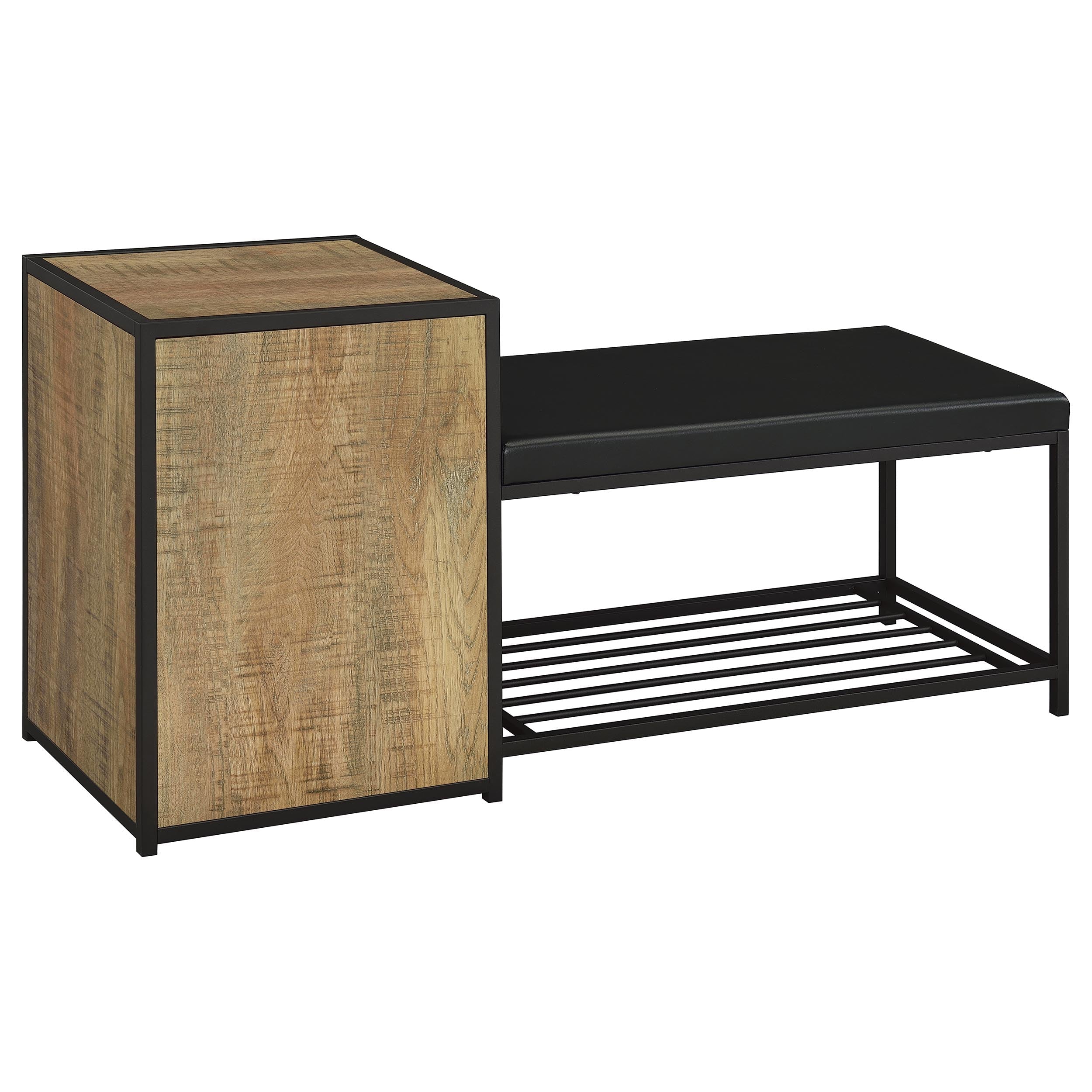 Martino Shoe Storage Entryway Bench with Cabinet Mango and Black-