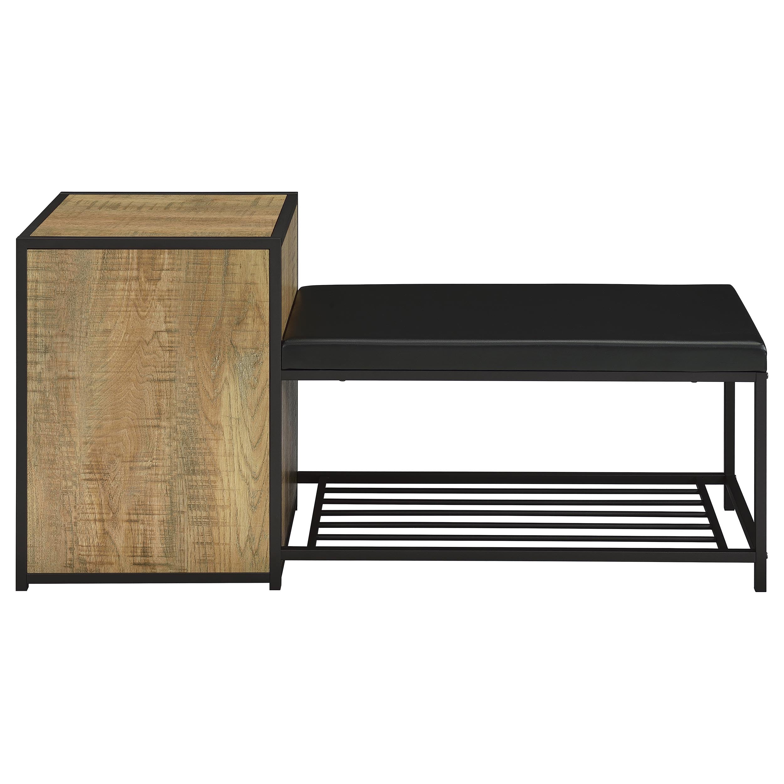 Martino Shoe Storage Entryway Bench with Cabinet Mango and Black-
