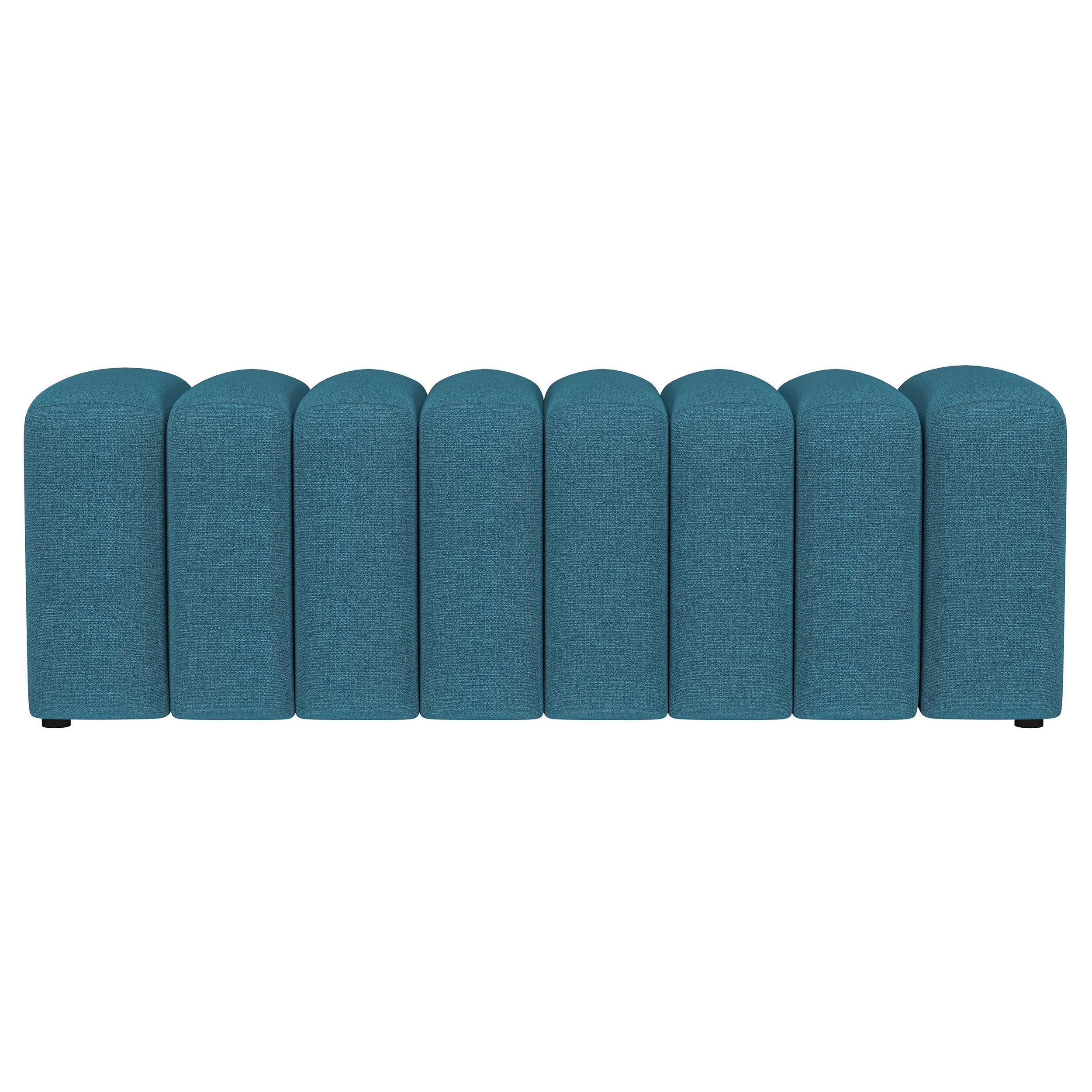 Summer Fabric Upholstered Tufted Accent Bench Peacock Blue-