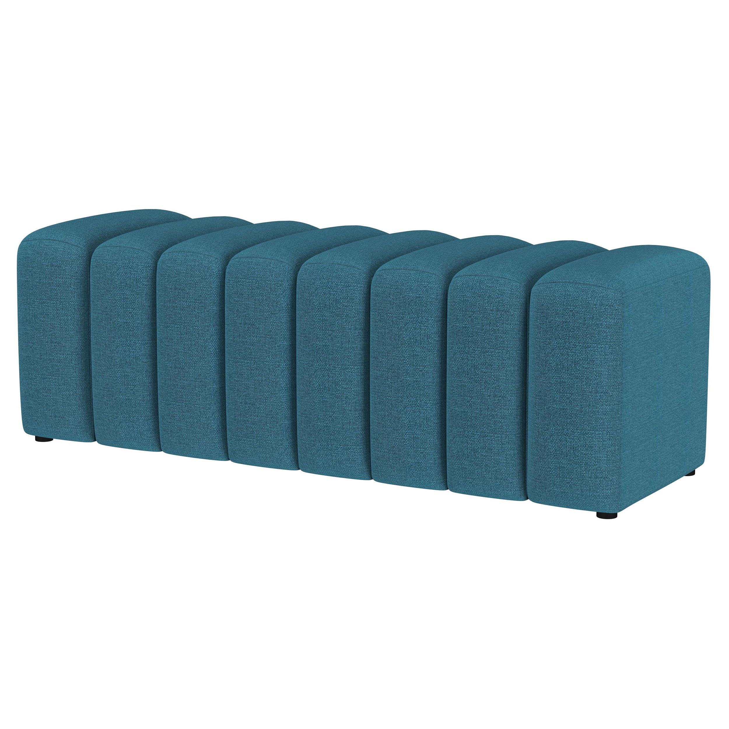 Summer Fabric Upholstered Tufted Accent Bench Peacock Blue-