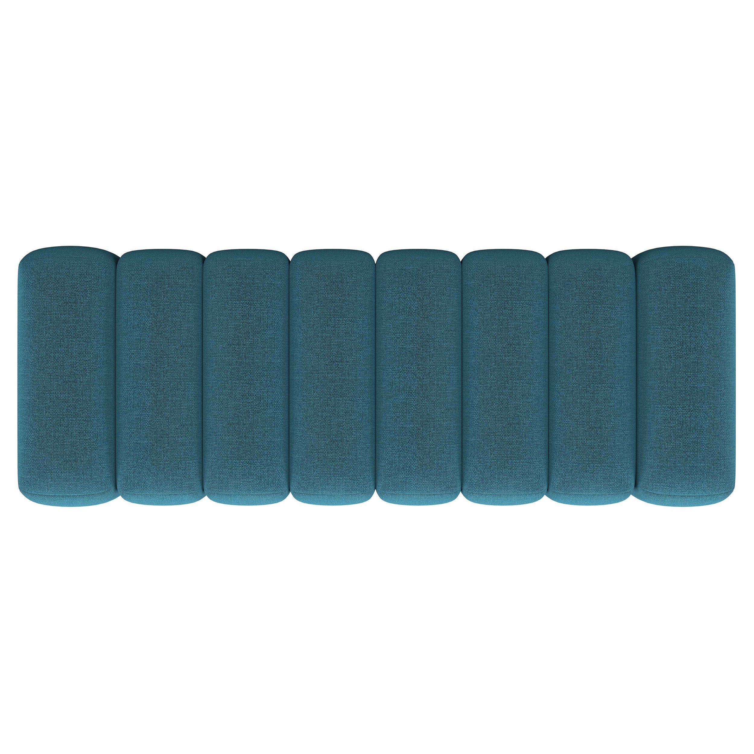 Summer Fabric Upholstered Tufted Accent Bench Peacock Blue-