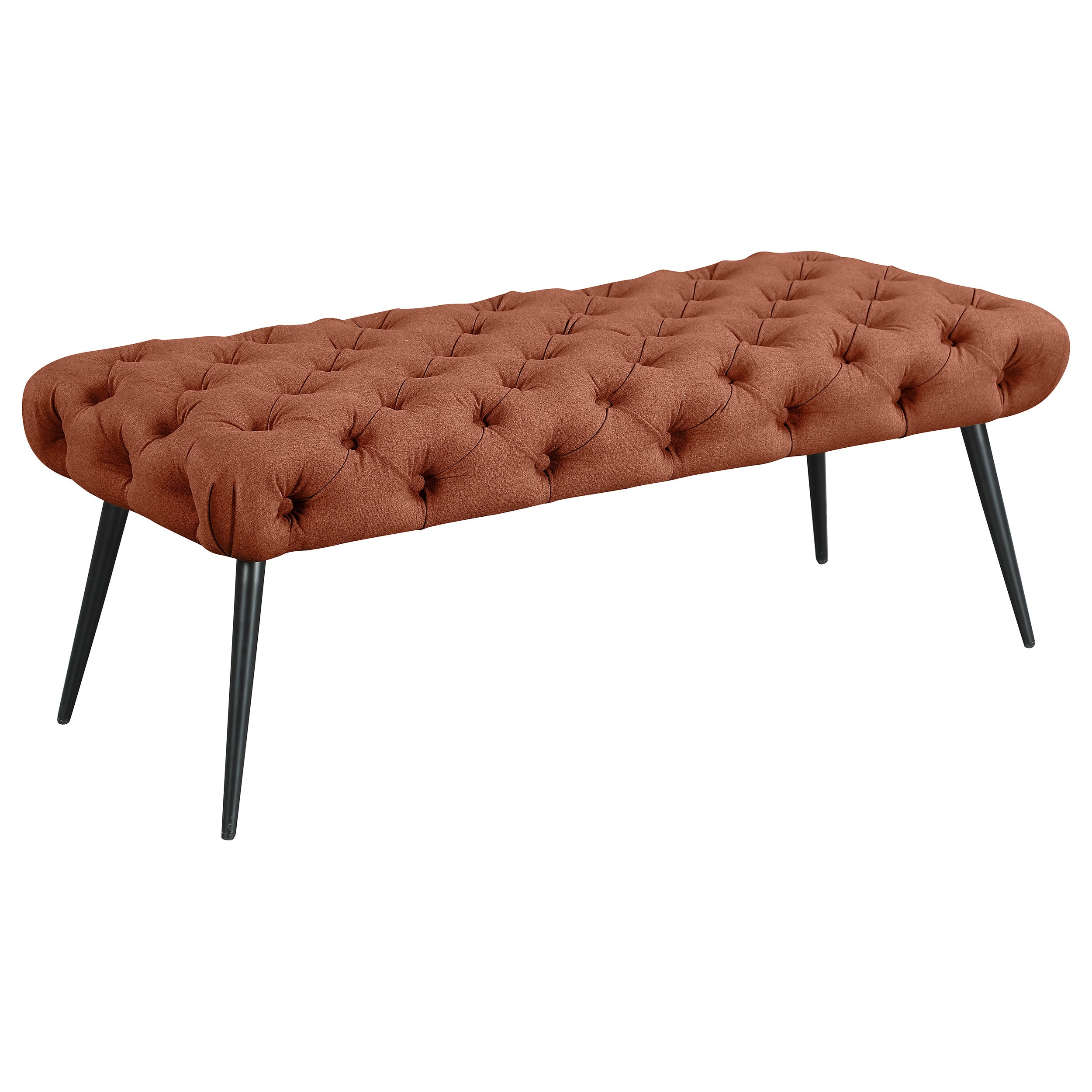 Ella Upholstered Tufted Bench Metal Legs Rust-