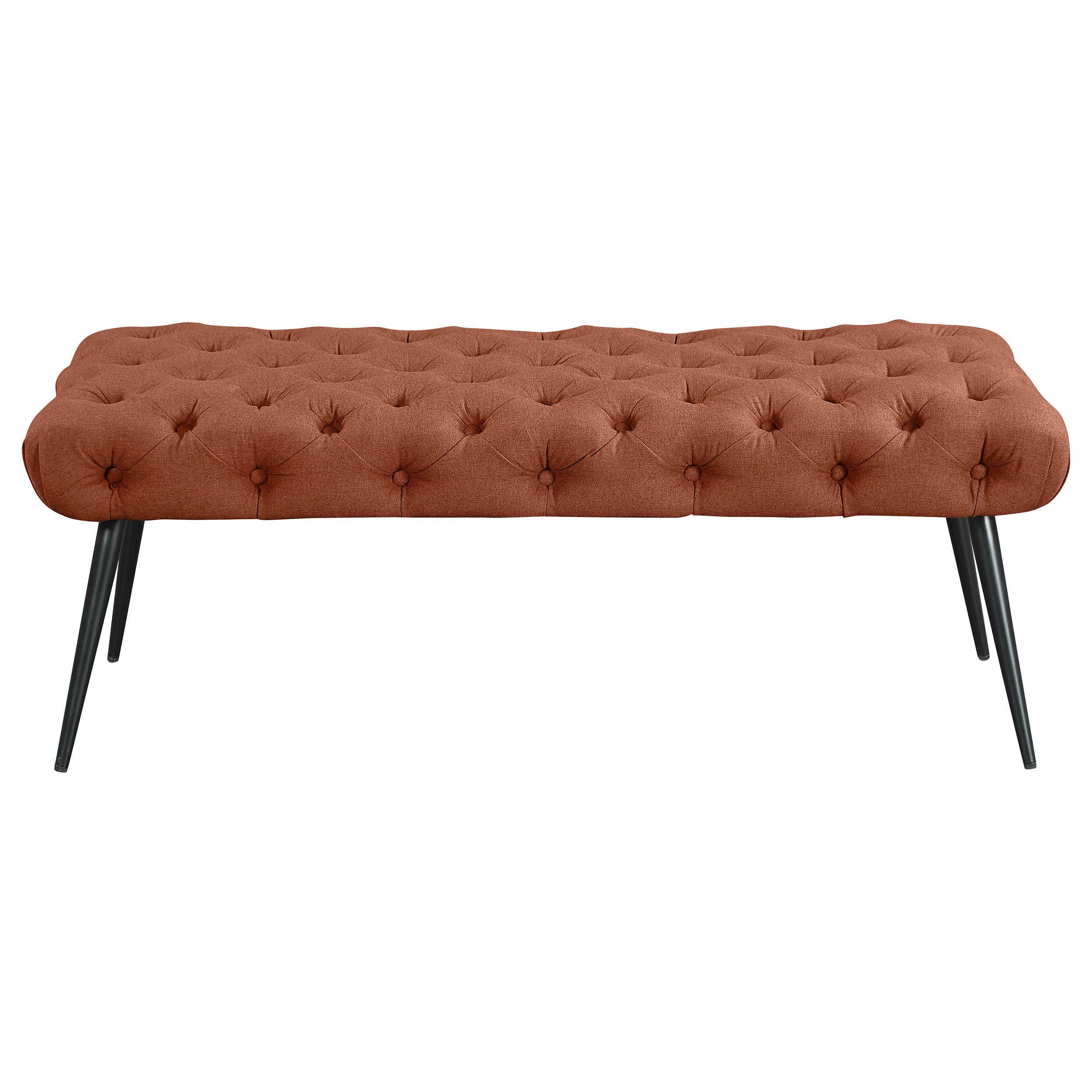 Ella Upholstered Tufted Bench Metal Legs Rust-