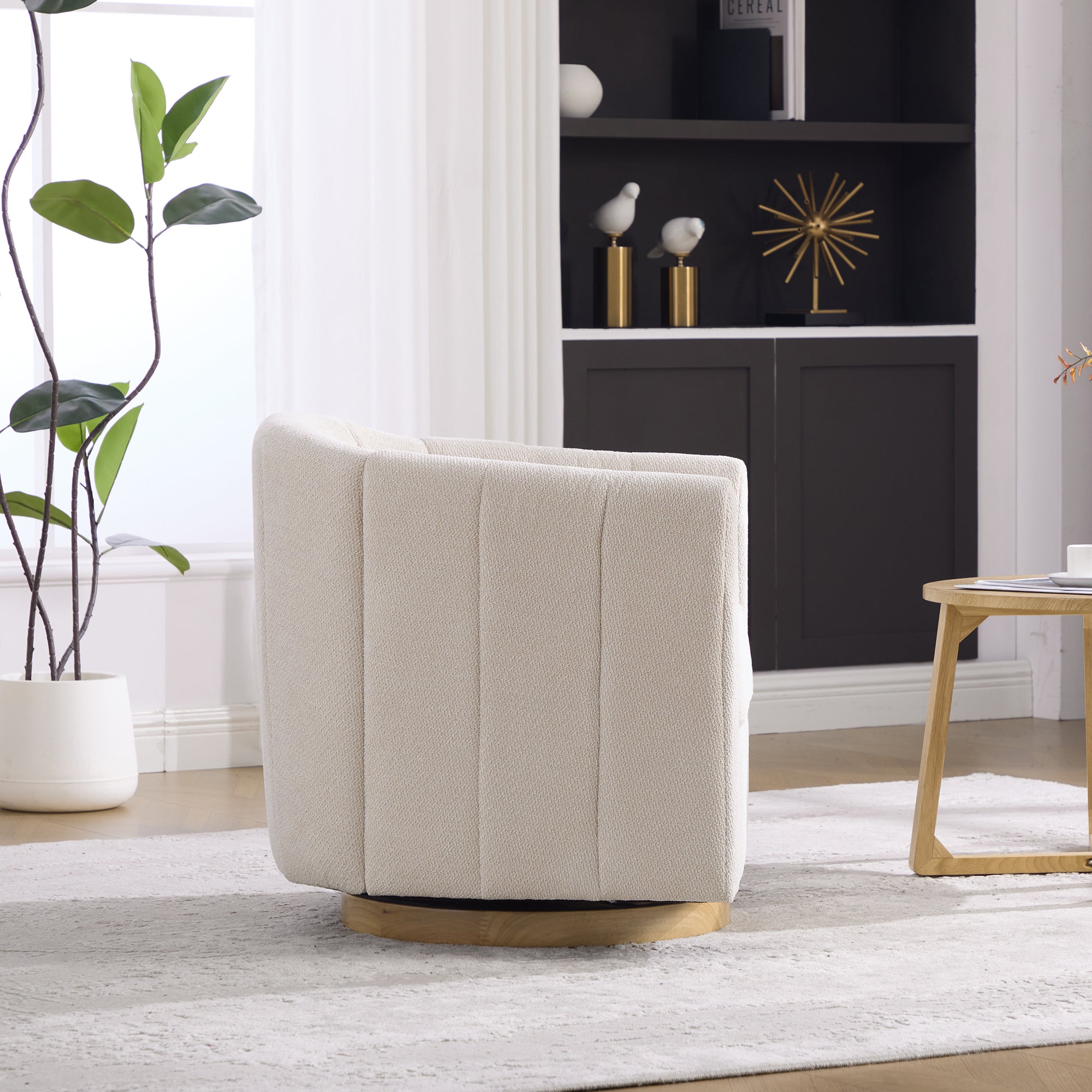 31.1'' Wide Upholstered Chenille Swivel Barrel Chair