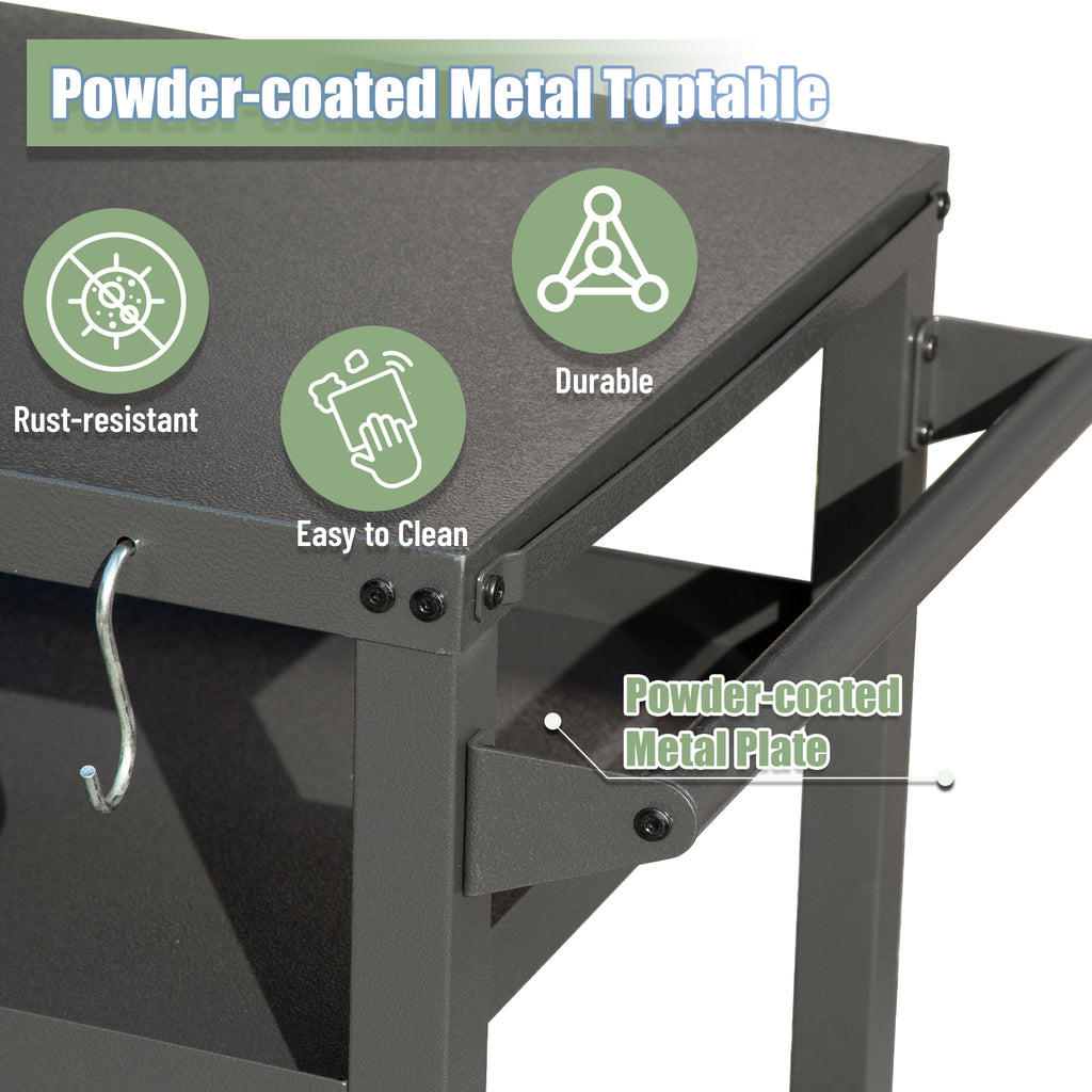 3-Shelf Outdoor Grill Table – Perfect for BBQs and Food Prep