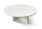 White Semi-Polished Marble Round Coffee Table