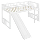 Twin Size Loft Bed With Slide And Ladder - White