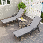 Outdoor Pool Lounge Chairs Set of 2, HDPE Patio Lounge Chair with Wheels