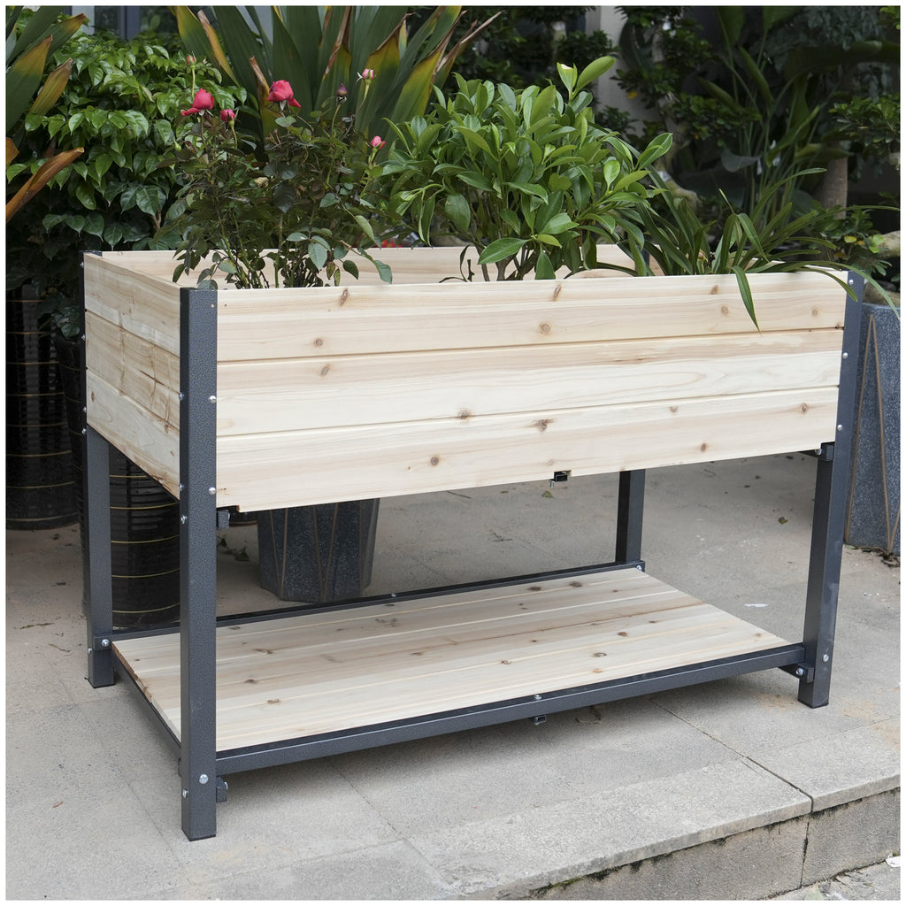 45" Iron-Wood Combined Growing Beds with Storage Racks