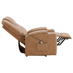 Macklin Camel Upholstered Power Lift Massage Recliner