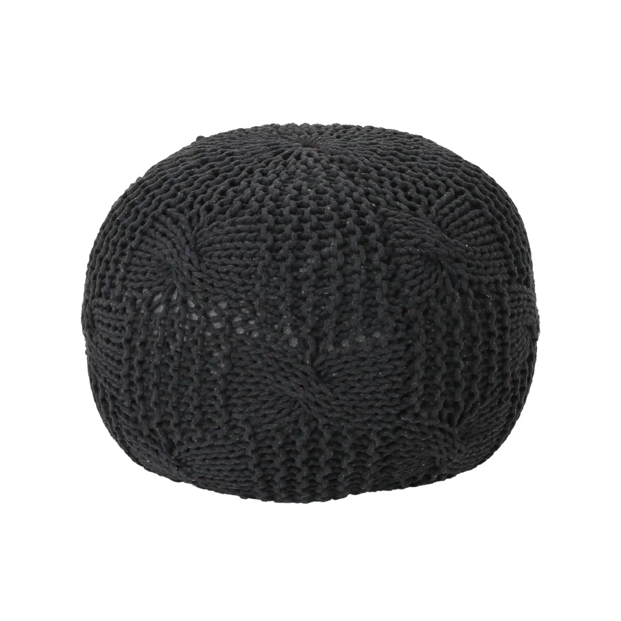 Bordeaux Knitted Cotton Round Pouf