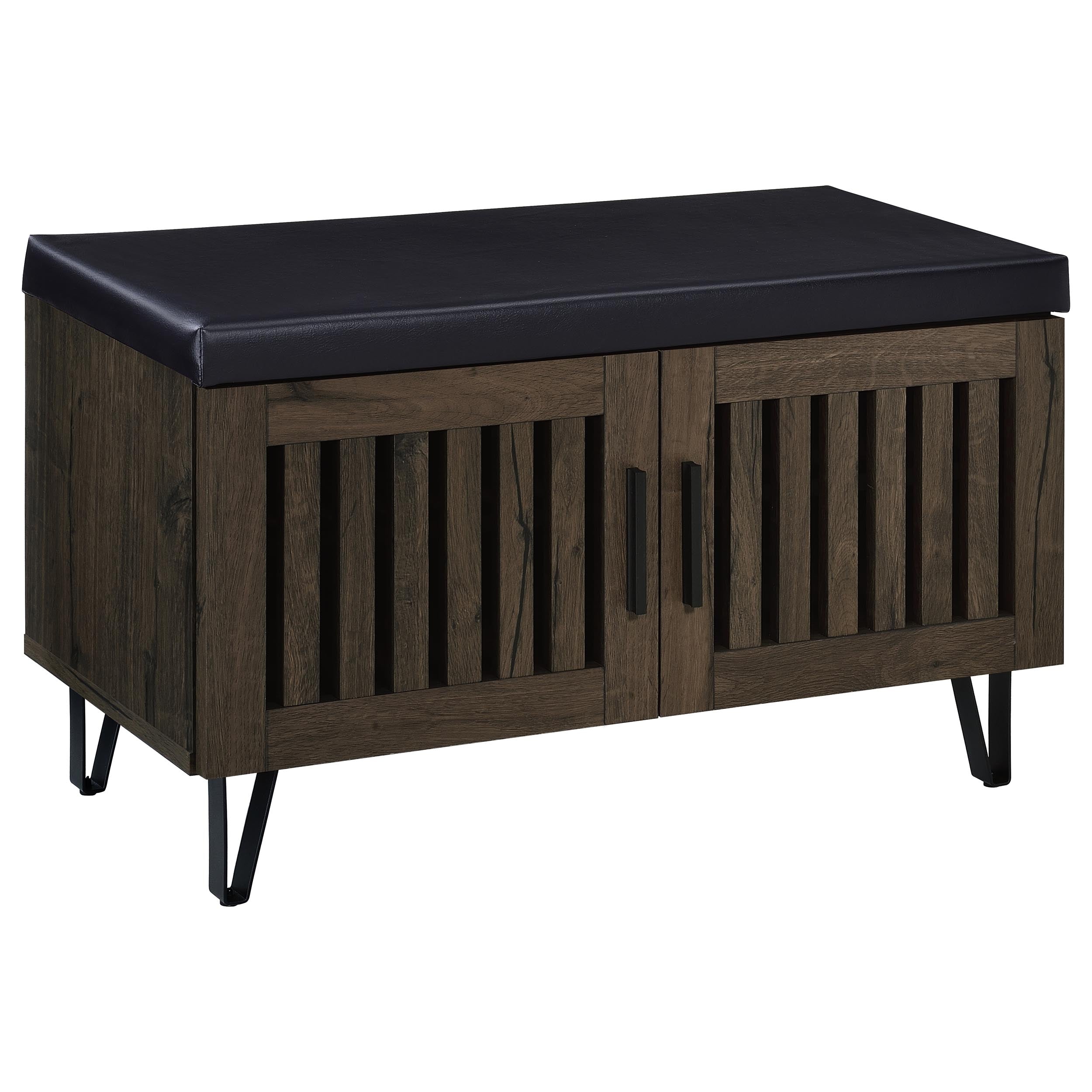 Brixton 2-door Padded Entryway Shoe Storage Bench Smoked Oak-