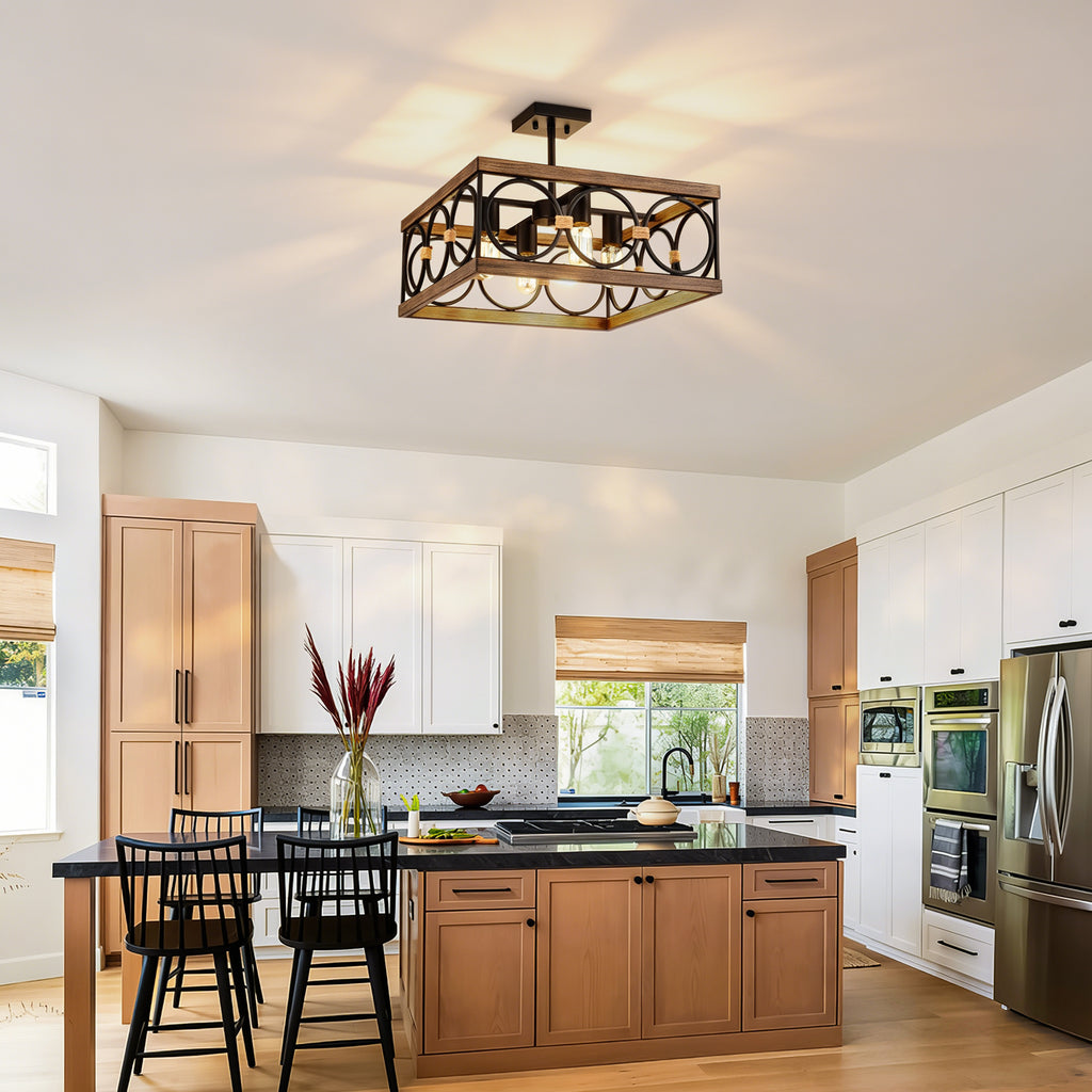 4-Light Square Kitchen Island Light Fixture